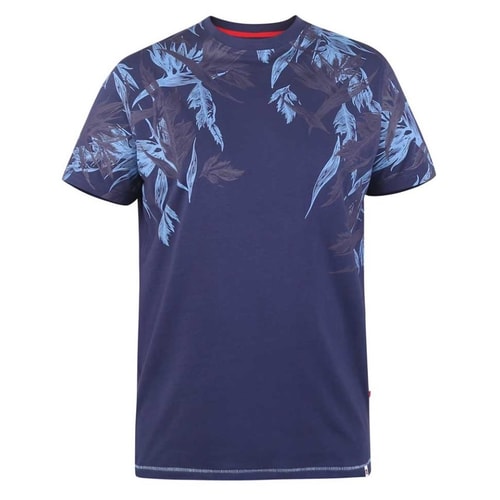 D555 Bromley Floral Panel Print T-Shirt Navy